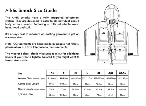 obo smock size guide.